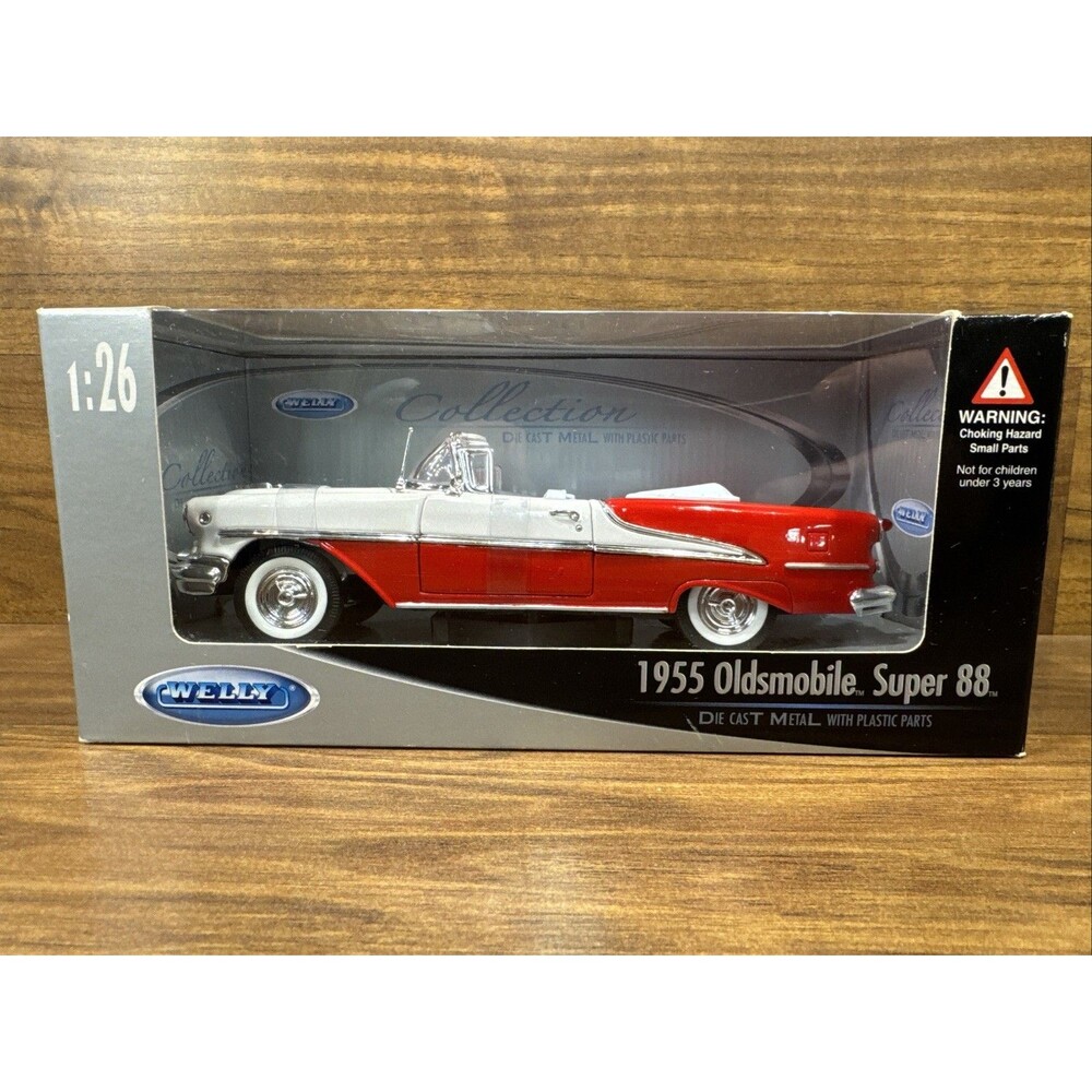 Welly 1955 Oldsmobile Super 88 Convertible Red Diecast 1:26 Original Package
